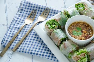 Fresh spring rolls.Vietnamese Food