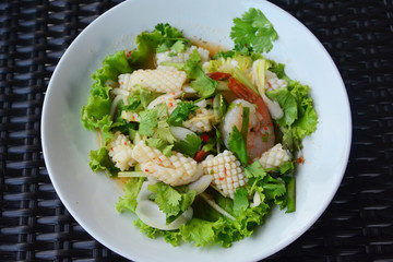 Delicious spicy seafood salad, Thai cuisine