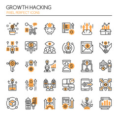 Growth Hacking Elements , Thin Line and Pixel Perfect Icons.