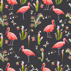 Watercolor tropical pattern