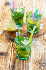 Fresh lemonade with ice