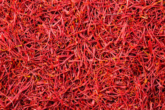 Fototapeta saffron threads, autumn crocus, full frame, saffron background
