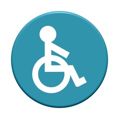 Runder blauer Button: Rollstuhl