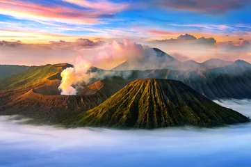 Fotobehang Mount Bromo volcano (Gunung Bromo)in Bromo Tengger Semeru National Park, East Java, Indonesia. © tawatchai1990