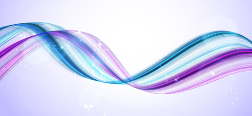 Vector background. Bright abstract wave on white, with light particles.