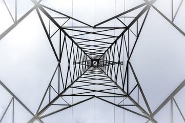 Bottom view of a electricity tower