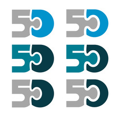 50 fifty puzzle linked number vector