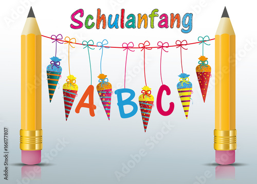 Einschulung Deko Set - 30 Stück Schulanfang Girlanden Mit Zuckertüten & ABC Motiven