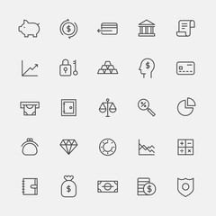 Finance icon vector flat design illustration set