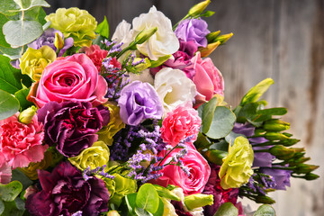 Composition with bouquet of flowers