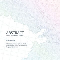 Obraz premium Vector poster design from lines contour topographic map. Abstract hills and different navigation elements