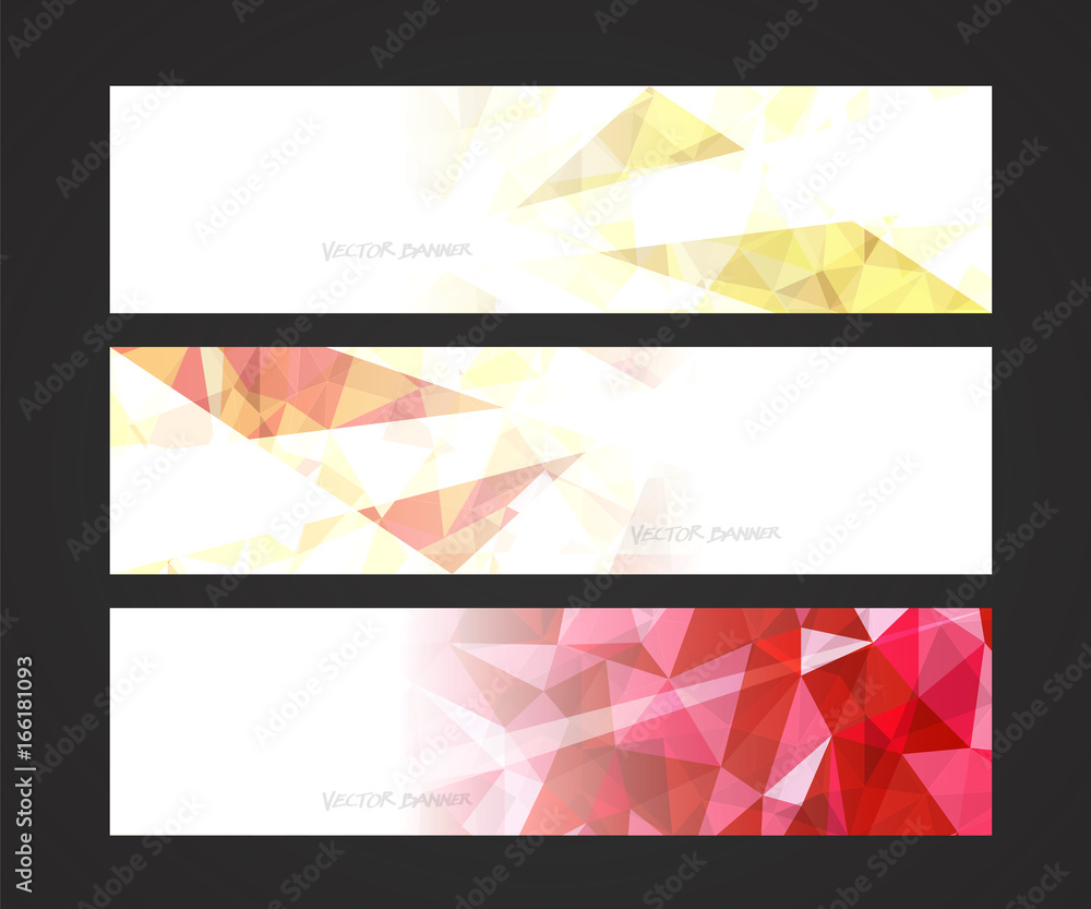 Wall mural a set design of abstract modern vector bright horizontal web banner colorful with shiny polygonal ba