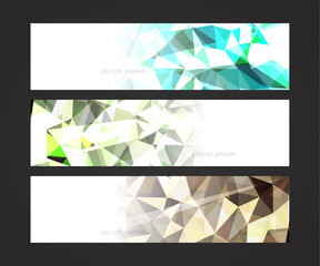 A set design of abstract modern vector bright horizontal web banner colorful with shiny polygonal background illustration