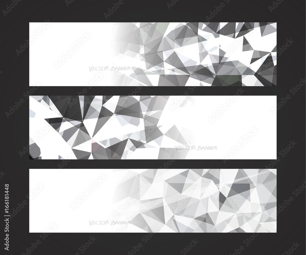 Poster a set design of abstract modern vector bright horizontal web banner colorful with shiny polygonal ba