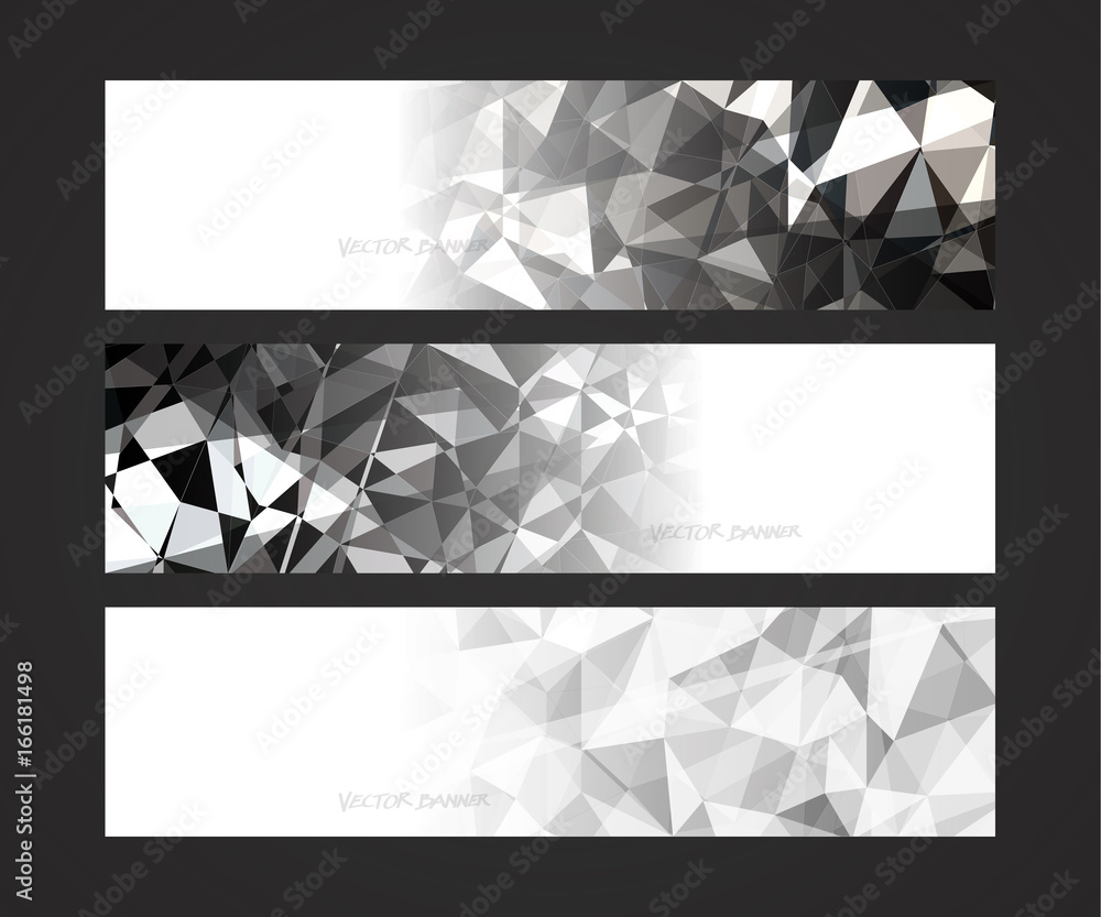 Wall mural a set design of abstract modern vector bright horizontal web banner colorful with shiny polygonal ba