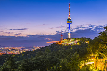 Sunset at Namsan Tower in Seoul,South Korea. - 166182037