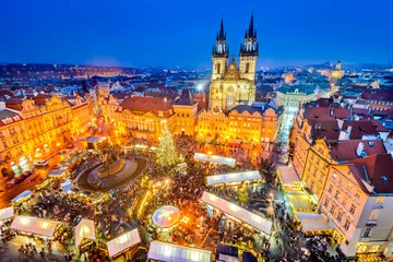 Deurstickers Praag Praag, Tsjechië - Kerstmarkt