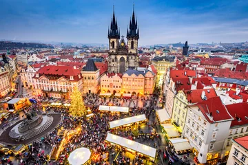 Fotobehang Praag Praag, Tsjechië - Kerstmarkt