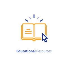 Internet educational resources, online learning courses, open library, dictionary line icon - 166182866