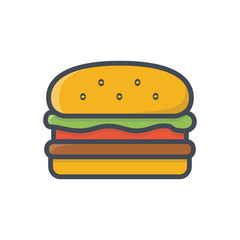 Fast food hamburger colored icon