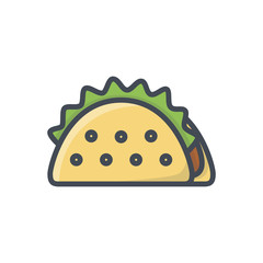 Fast food tortilla taco colored icon