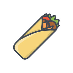Fast food burrito colored icon - obrazy, fototapety, plakaty