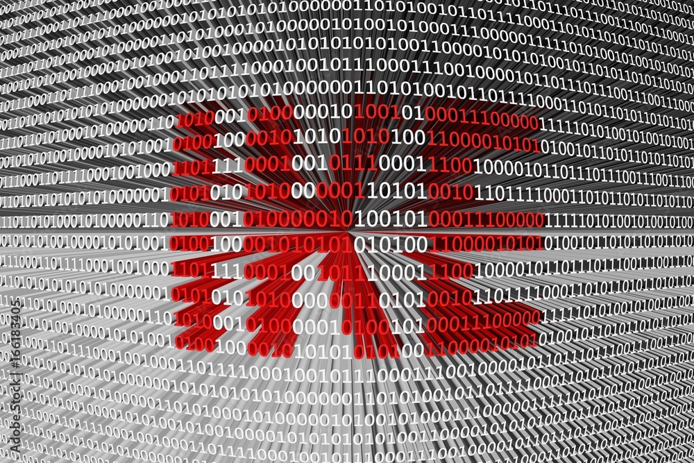 Poster ike in the form of binary code, 3d illustration