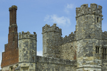 The Towers, Turrets and chimneys of the ancient ruins of the13th century Tudor Titchfield Abbey at Titchfield, Fareham in Hampshire in the New forest in the South of England © Michael