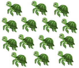 turtle pattern background Vector cute cartoon character