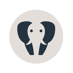Icono plano elefante en circulo gris