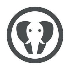 Icono plano elefante en circulo color gris