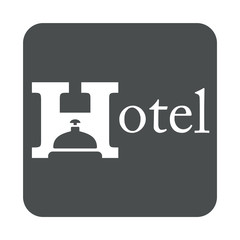 Icono plano Hotel con timbre en cuadrado gris
