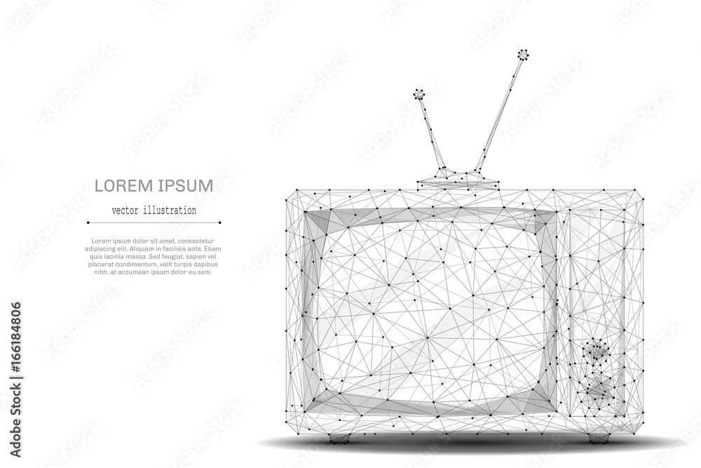 Poster television. abstract mash line and point retro tv on white background with an inscription. starry sk