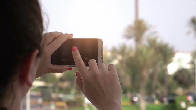High quality video of woman using mobile phone in real 1080p slow motion 250fps