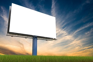 Large billboard against sky at sunset. 3D rendered illustration.