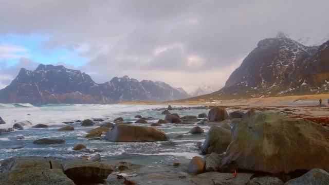 Beach Utakliev of Lofoten islands, Norway
