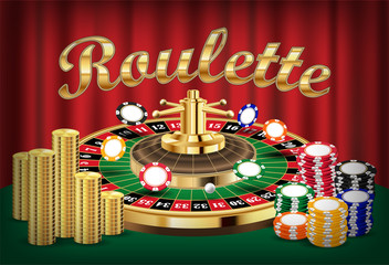 casino roulette with pile of coin and casino ship