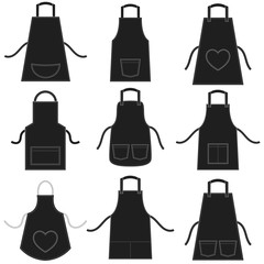 black apron set isolated on white