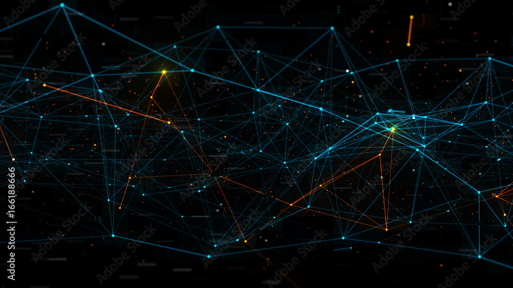 Poster 3d rendered abstract plexus shapes. connection and web concept. digital, communication and technolog