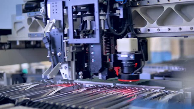 Manufacturing of electronic chips. High-tech production concept.