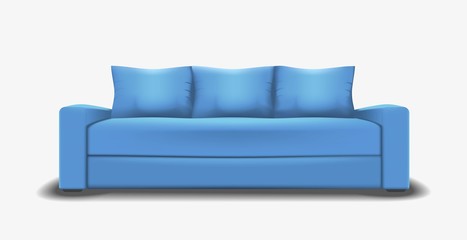 Blue sofa single object realistic design