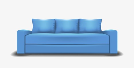 Fototapeta premium Blue sofa single object realistic design