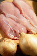 Healthy Food & drink diet Italian lifestyle: Mediterranean fruits vegetables herbs spices. Top view. Wooden rustic background. Free space text layout