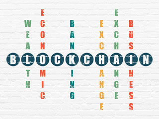 Money concept: Blockchain in Crossword Puzzle
