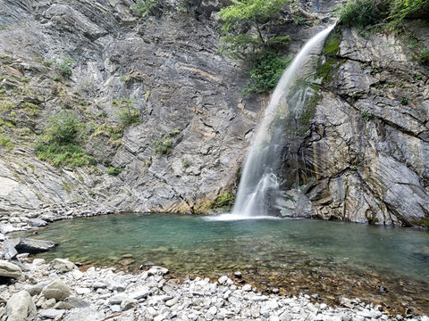 Pracchiola cascade, waterfall. Near Ponremoli in Lunigiana, north Tuscany.