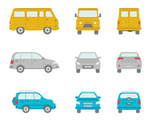 Fototapeta premium Cartoon vector cars in flat style