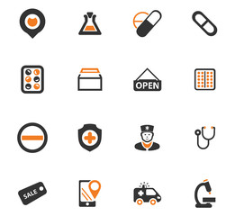 Drug store icons set