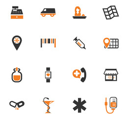 Drug store icons set