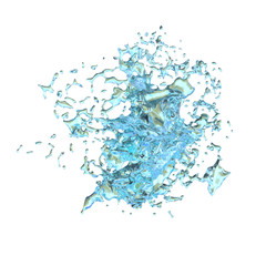 3D Rendering Abstract Splash of Water on White