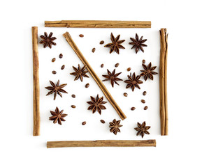 The star anise spice and cinnamon stick pattern decorative.